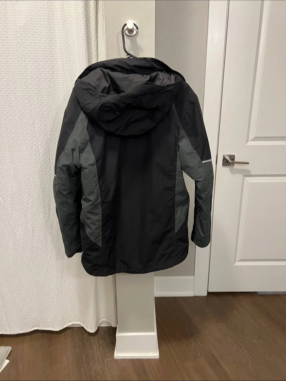 The North Face Black and Gray Ski Jacket with Red Trim